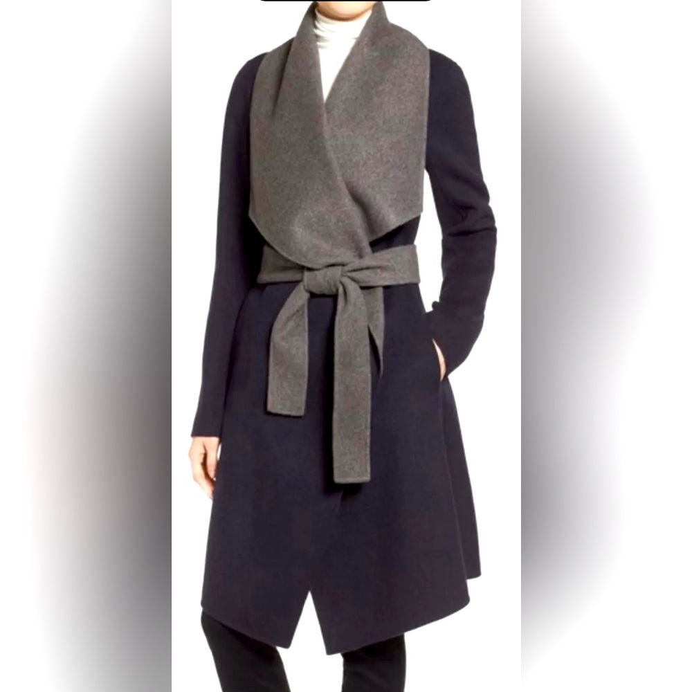 DIANE VON FURSTENBERG MACKENZIE WOOL BLEND WRAP Reversible Women Coat Size XS